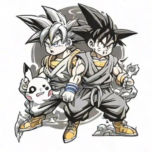 Goku and Pikachu tattoo design idea