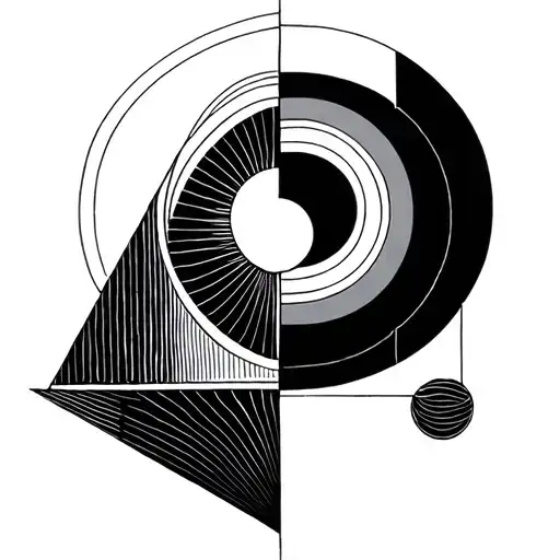 Triangle, circle and square with sharp lines, clearly passing through each other in a geometric tattoo. tattoo design idea
