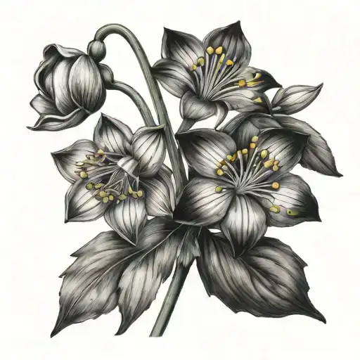 Snowdrop,  carnation(January),  waterlily,delphinium(july)  birth flower with leaf tattoo design idea