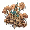 Disney castle surrounded tattoo design idea