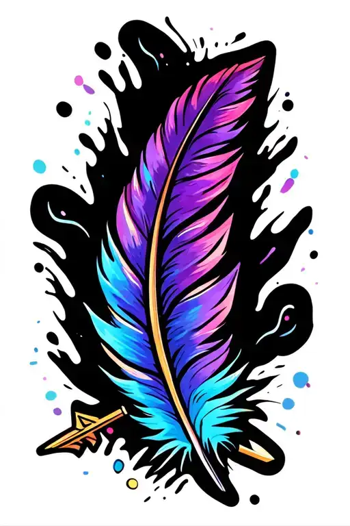 feather arrow going tattoo design idea