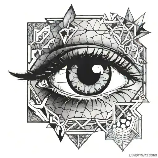 Tear-filled eyes with Bring Me The Horizon logo makeup (Unicursal hexagon) tattoo design idea