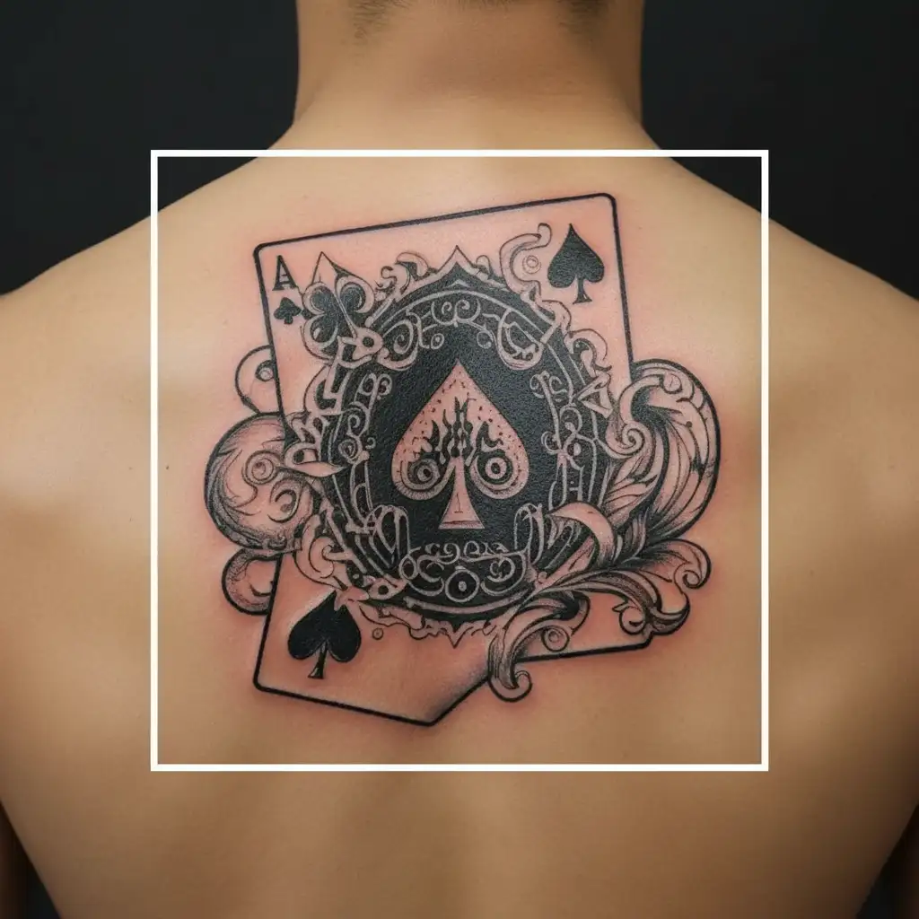 blackjack poker hand with jack and ace card tattoo design idea