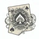 blackjack poker hand with jack and ace card tattoo design idea