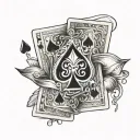 blackjack poker hand with jack and ace card tattoo design idea