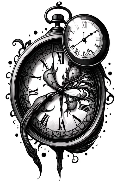 clock with 1 kidney inside tattoo design idea