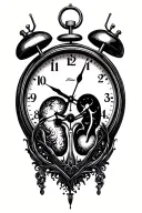 clock with 1 kidney inside tattoo design idea
