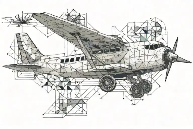 geometric airplane tattoo design idea