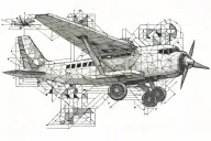 geometric airplane tattoo design idea