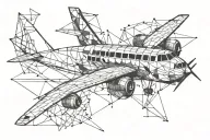 geometric airplane tattoo design idea