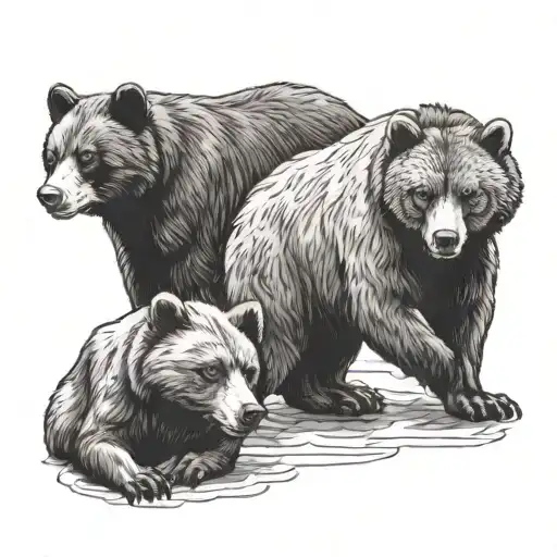 bear, wolf, and honey badger tattoo design idea