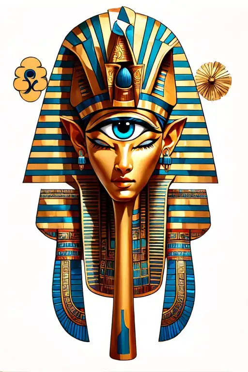 an Egyptian scene with Ankh, eye of Ra, Anubis and Horus tattoo design idea