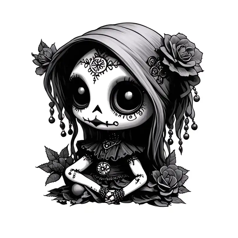 cute voodoo doll tattoo design idea