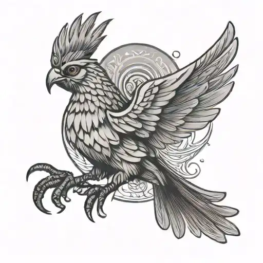 liverbird flying front tattoo design idea