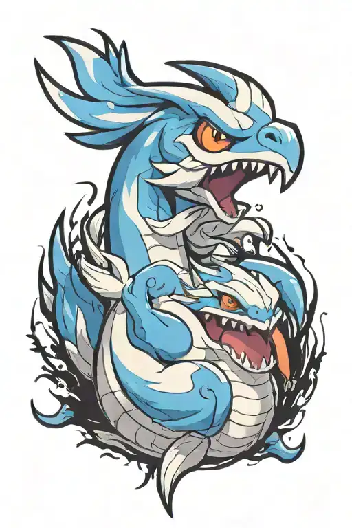 classic lugia pokemon face tattoo design idea