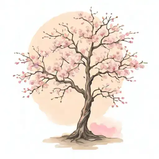cherry blossom tree with long outstretching  branches  tattoo design idea