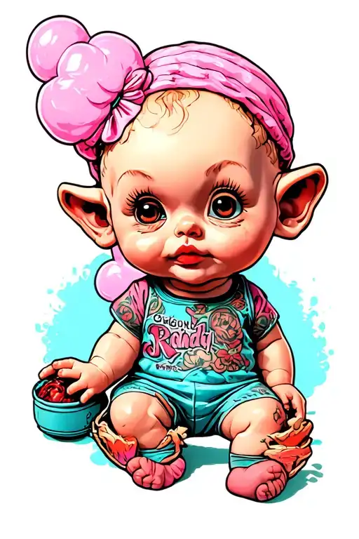 Cotton Candy Randy from GMM as a kewpie doll tattoo design idea