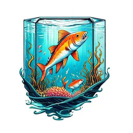Aquarium in the leg tattoo design idea