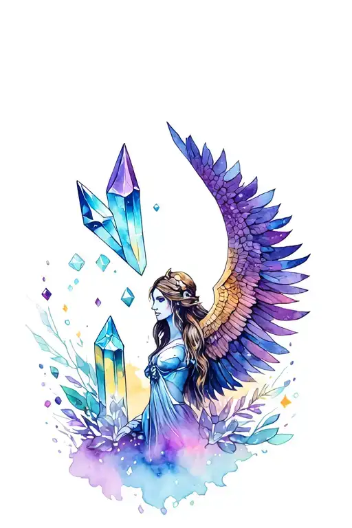 Valkyrie and Crystals tied tattoo design idea
