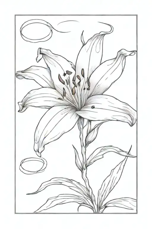 small fine line wispy single lily flower  tattoo design idea