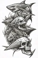 shark, bats, skull, moth, lightning, sting ray tattoo design idea