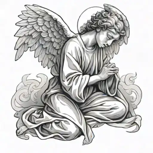 angel praying tattoo design idea