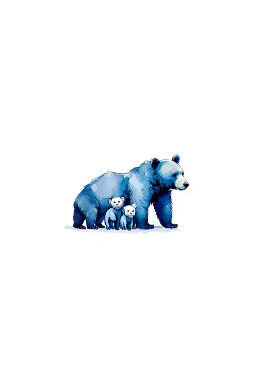 mama bear and three babies tattoo design idea