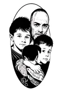 dad and two sons tattoo design idea