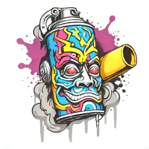 spray can with face tattoo design idea
