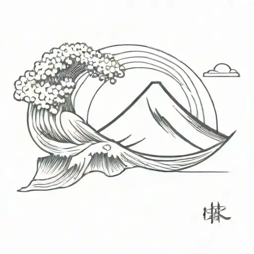 the great wave Mt Fuji Japanese geometric design incorporating tattoo design idea