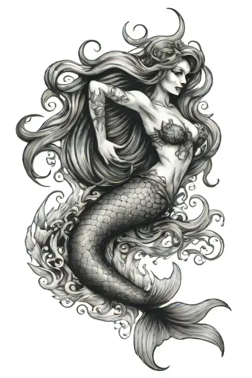 mermaid siren tattoo design idea