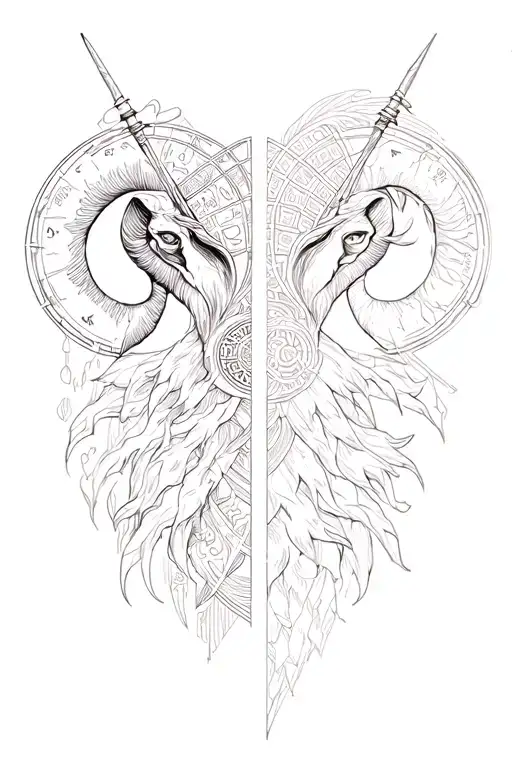 combine zodiac signs Aries Sagittarius Libra tattoo design idea
