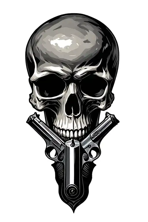 skulls and guns tattoo design idea