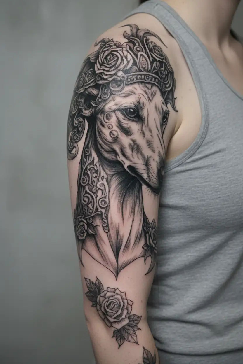 italian sicilian heritge greyhound medusa tattoo design idea