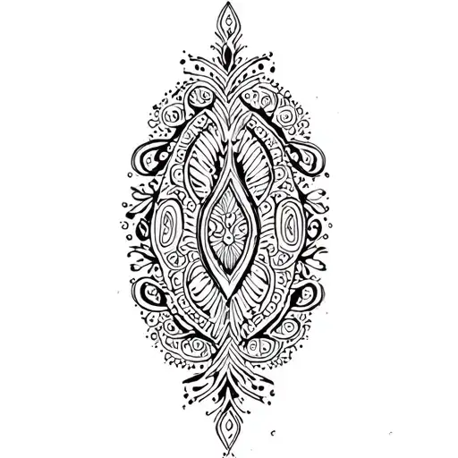 fineline paisley print vertical ornamental simple tramp stamp tattoo tattoo design idea