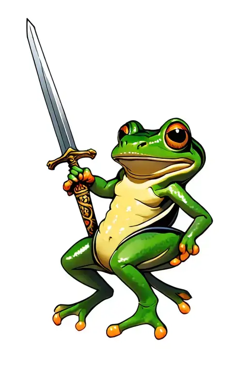 Frog holding Sword tattoo design idea