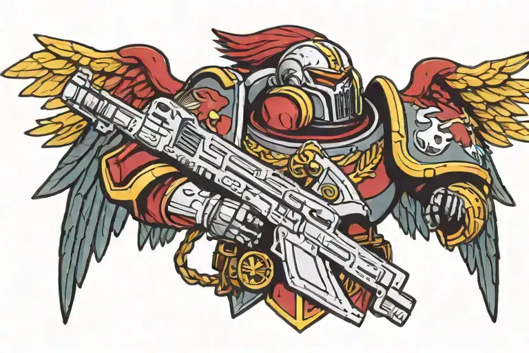 spacemarine warhammer 40K dark angel tattoo design idea