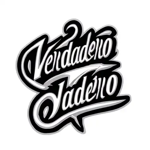 "Verdadero" in mexican font, that is curved upward so it frames main patch from underneath tattoo design idea