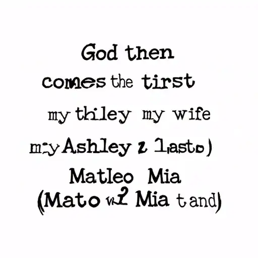 A tattoo that represent how God comes first then my wife(Ashley) and last my 2 kids (Mateo and Mia) with there names in  tattoo design idea