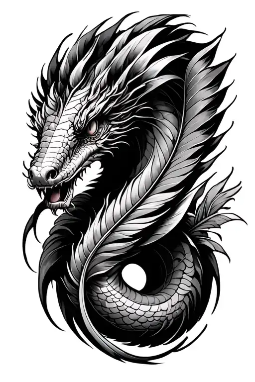 feathered serpent  tattoo design idea