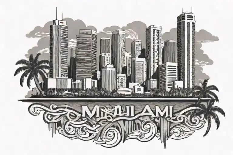 miami skyline tattoo design idea