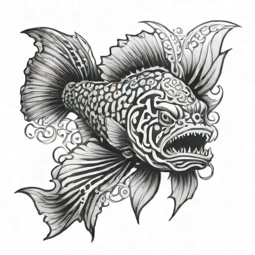 lingcod with Fijian designs inspired tattoo design idea
