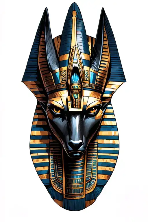 Egyptian God Anubis With Technology With Aztec Warrior, Inka Symbolism, All Seing Eye tattoo design idea
