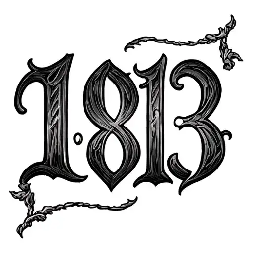 "1813" text in old english tattoo design idea