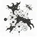 A constellation tattoo representing the zodiac signs of your family members born in 1948, 1949, 1973, and 1977 tattoo design idea