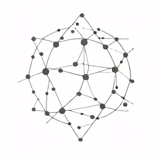 A simple outline of a galaxy or a cluster of dots representing stars, with a small figure or dot symbolizing humanity tattoo design idea