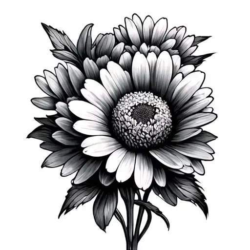daisy, aster, carnation flowers tattoo tattoo design idea