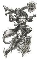 epic centaur warrior welding axe tattoo design idea