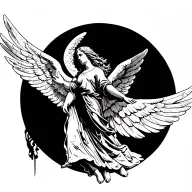 angel flying upwards spreading wings tattoo design idea