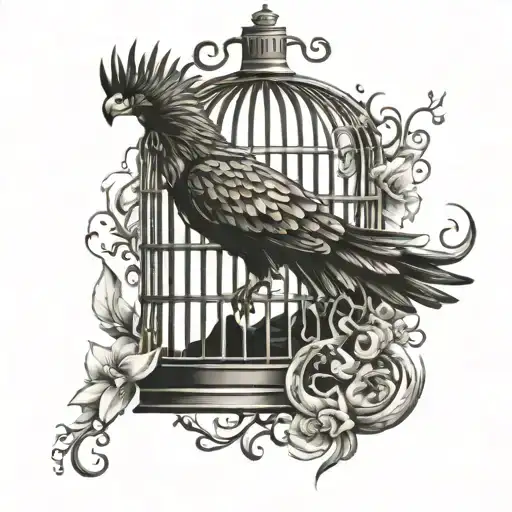 a phoenix breaking through a bird cage tattoo tattoo design idea